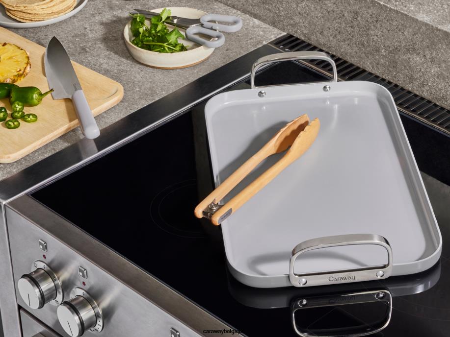 Caraway batterie de cuisine crème plaque chauffante à double brûleur T6TFV81