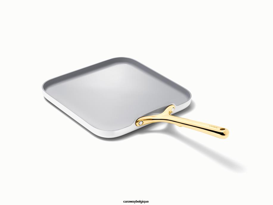 Caraway batterie de cuisine blanc duo de poêles carrées T6TFV64