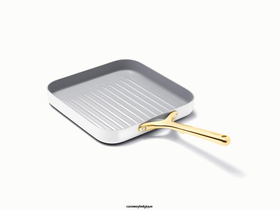 Caraway batterie de cuisine blanc duo de poêles carrées T6TFV64