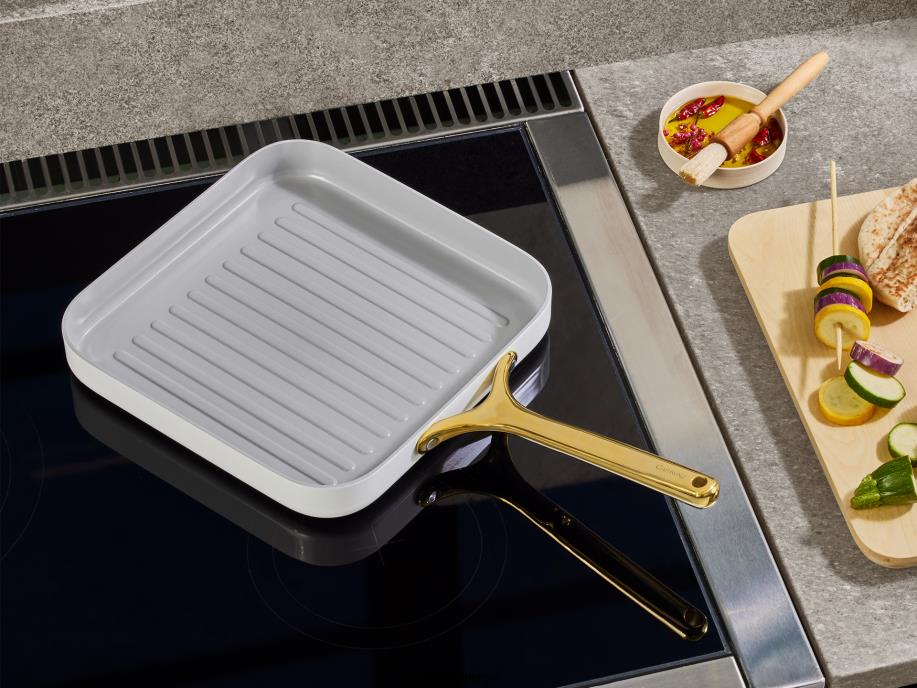 Caraway batterie de cuisine blanc duo de poêles carrées T6TFV64