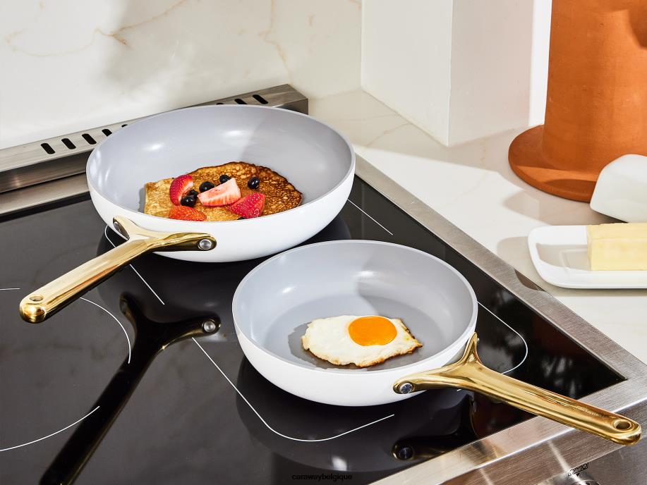Caraway batterie de cuisine crème trio de poêles à frire T6TFV1