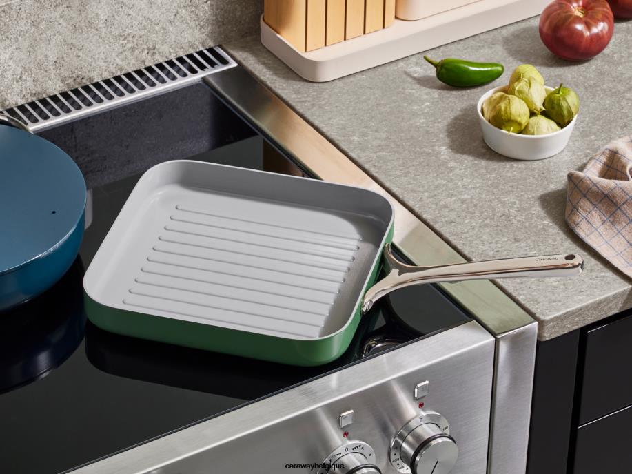 Caraway batterie de cuisine gris duo de poêles carrées T6TFV59