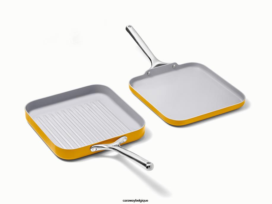 Caraway batterie de cuisine souci duo de poêles carrées T6TFV62